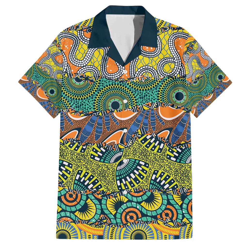 Africa Tribal Mixed Pattern Family Matching Off Shoulder Short Dress and Hawaiian Shirt - Wonder Print Shop