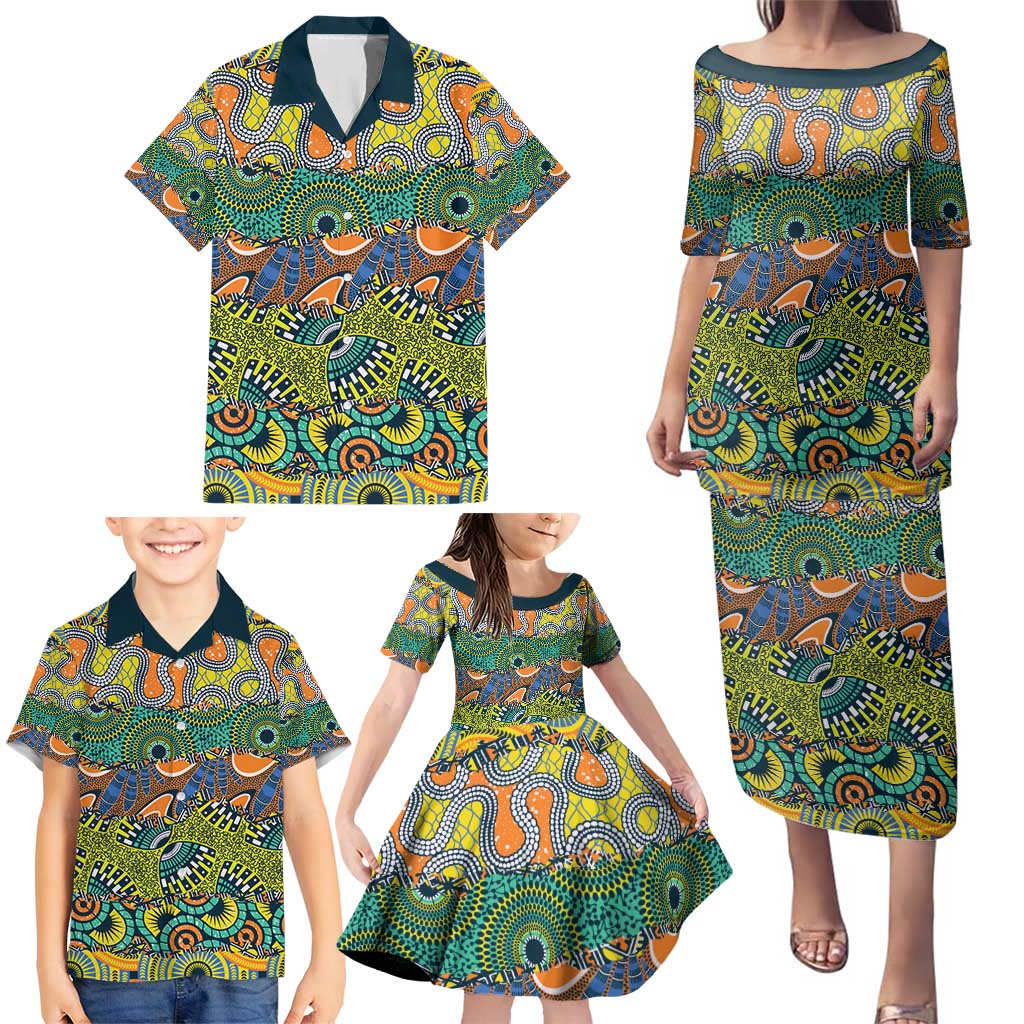 Africa Tribal Mixed Pattern Family Matching Puletasi and Hawaiian Shirt - Wonder Print Shop