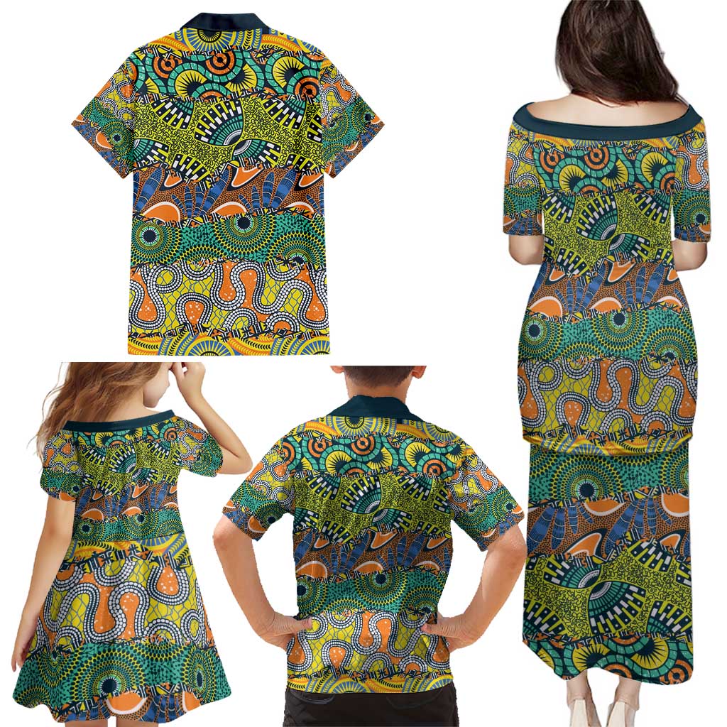 Africa Tribal Mixed Pattern Family Matching Puletasi and Hawaiian Shirt - Wonder Print Shop