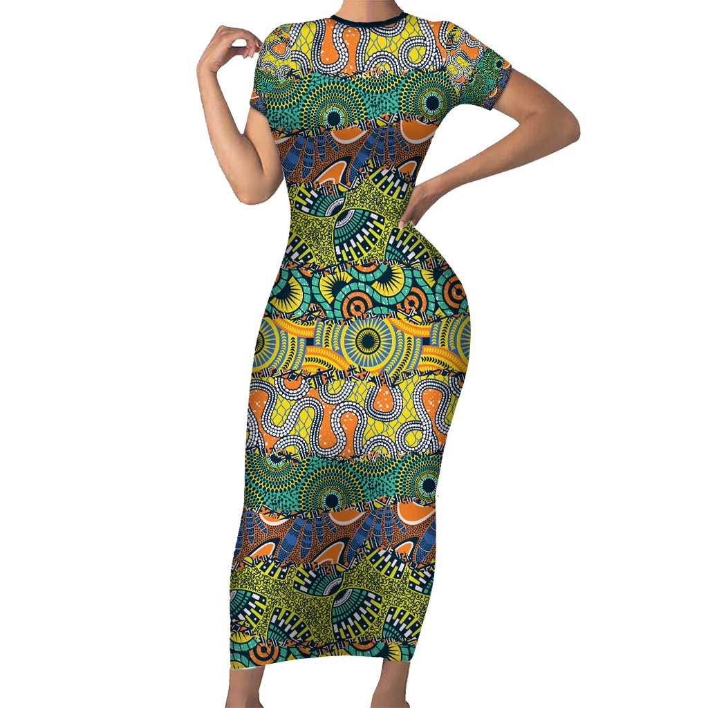 Africa Tribal Mixed Pattern Family Matching Short Sleeve Bodycon Dress and Hawaiian Shirt - Wonder Print Shop