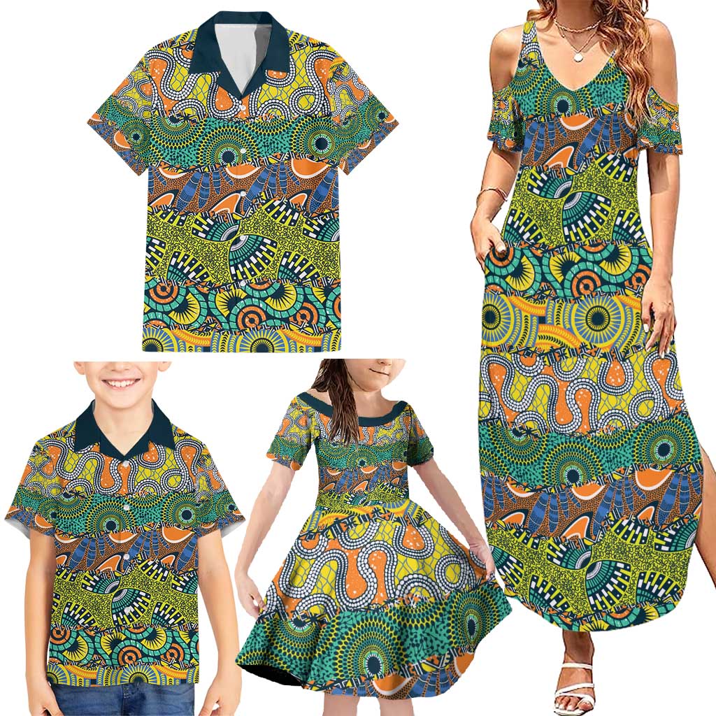 Africa Tribal Mixed Pattern Family Matching Summer Maxi Dress and Hawaiian Shirt - Wonder Print Shop