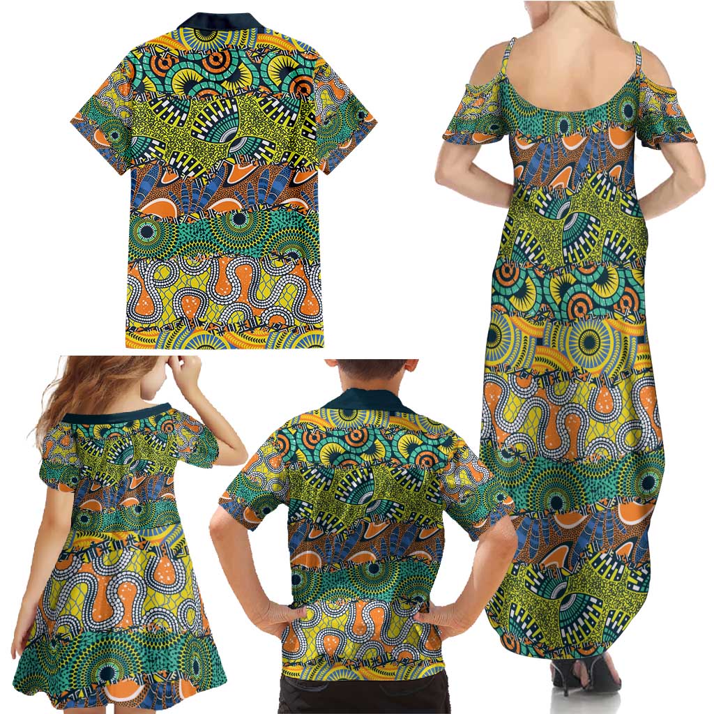 Africa Tribal Mixed Pattern Family Matching Summer Maxi Dress and Hawaiian Shirt - Wonder Print Shop
