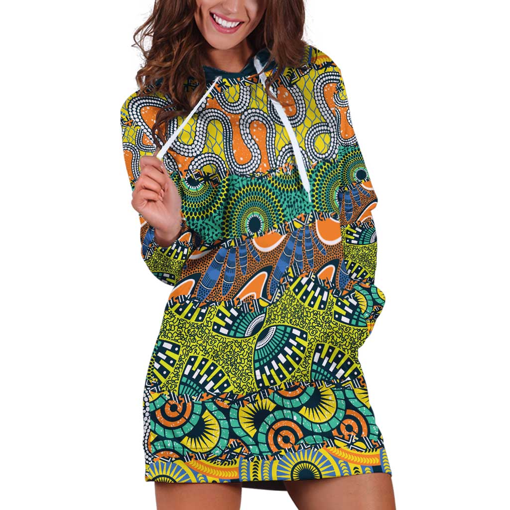 Africa Tribal Mixed Pattern Hoodie Dress - Wonder Print Shop