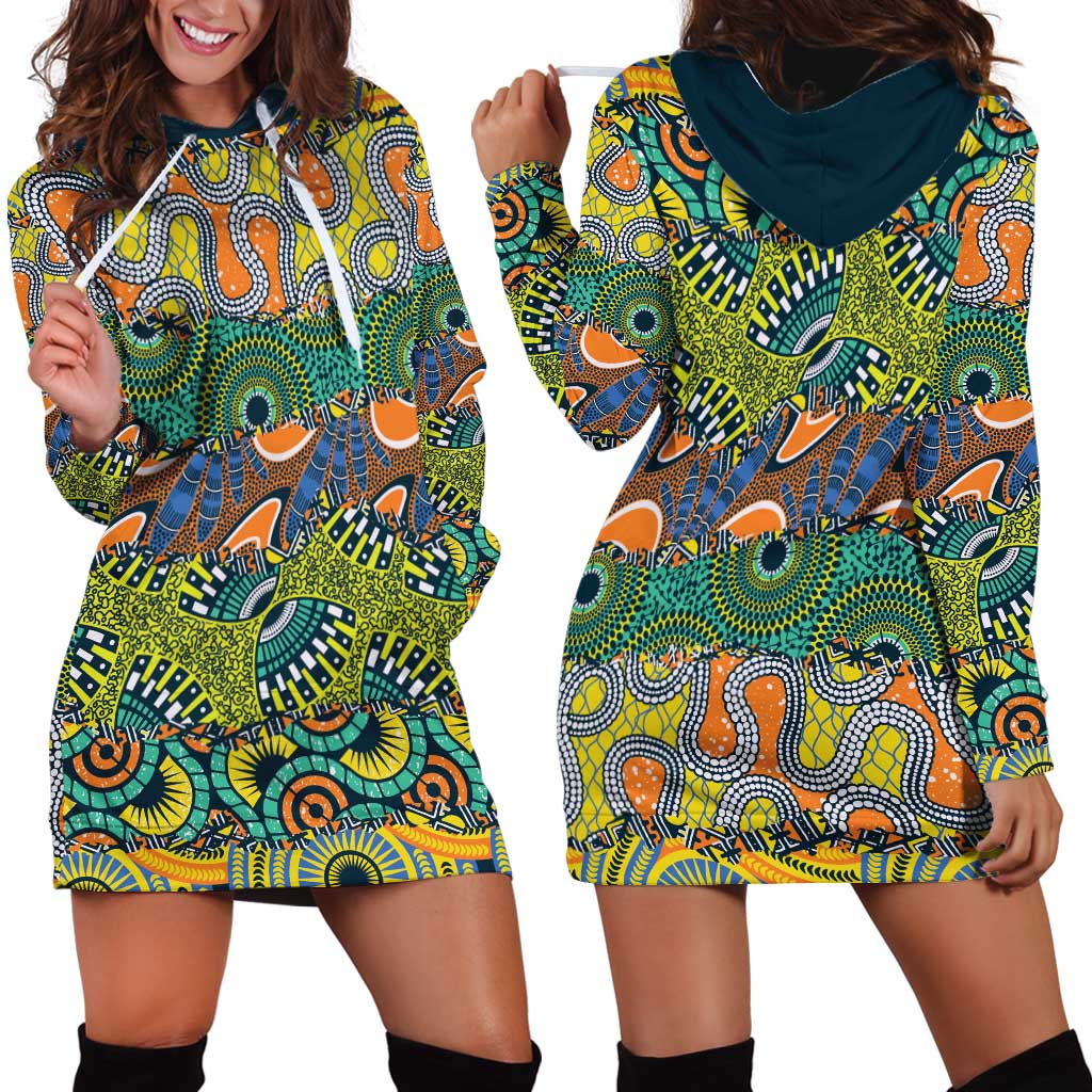 Africa Tribal Mixed Pattern Hoodie Dress - Wonder Print Shop