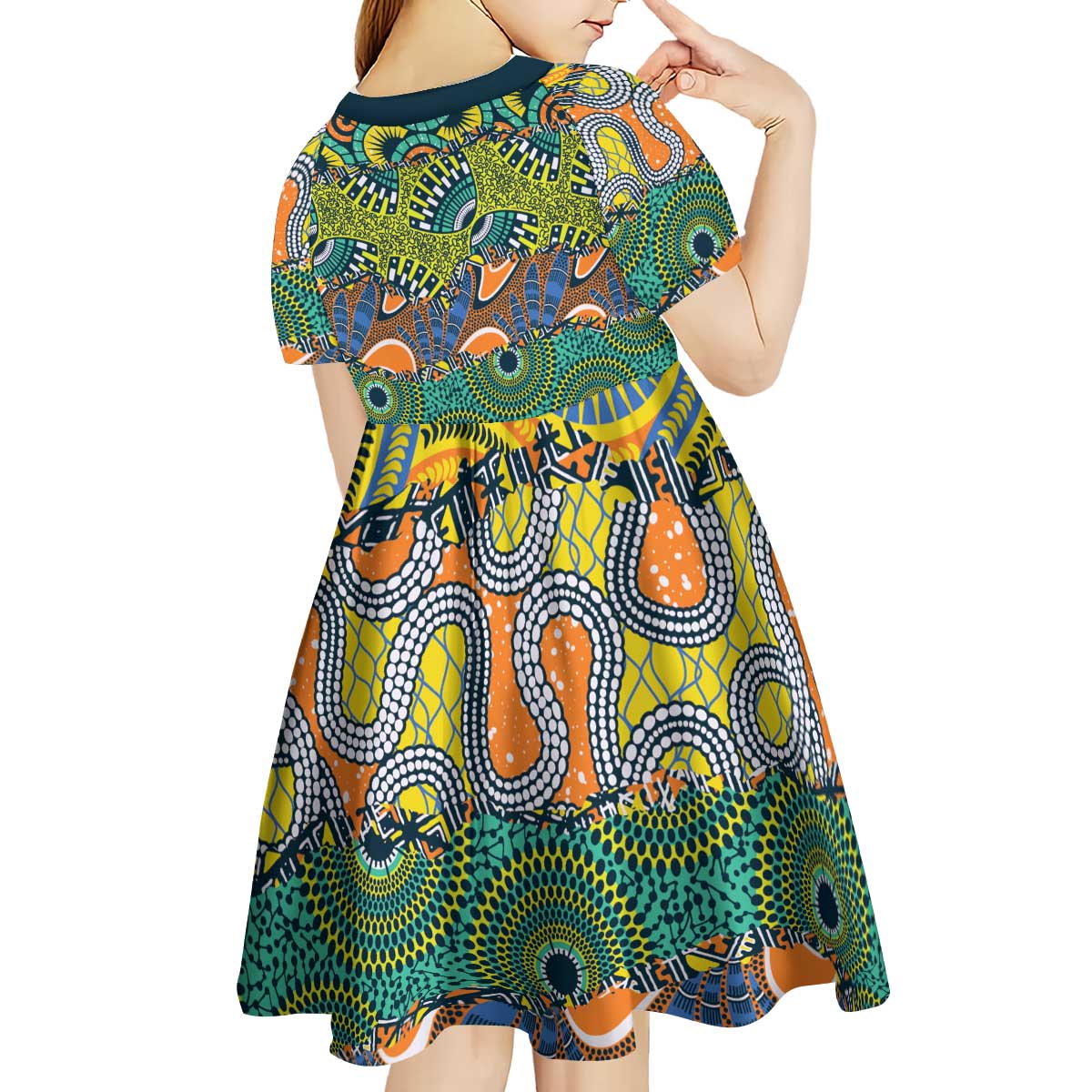 Africa Tribal Mixed Pattern Kid Short Sleeve Dress - Wonder Print Shop