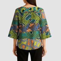 Africa Tribal Mixed Pattern Kimono Sleeve Blouse - Wonder Print Shop