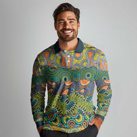 Africa Tribal Mixed Pattern Long Sleeve Polo Shirt - Wonder Print Shop