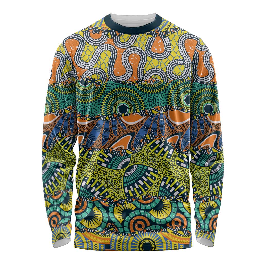 Africa Tribal Mixed Pattern Long Sleeve Shirt - Wonder Print Shop