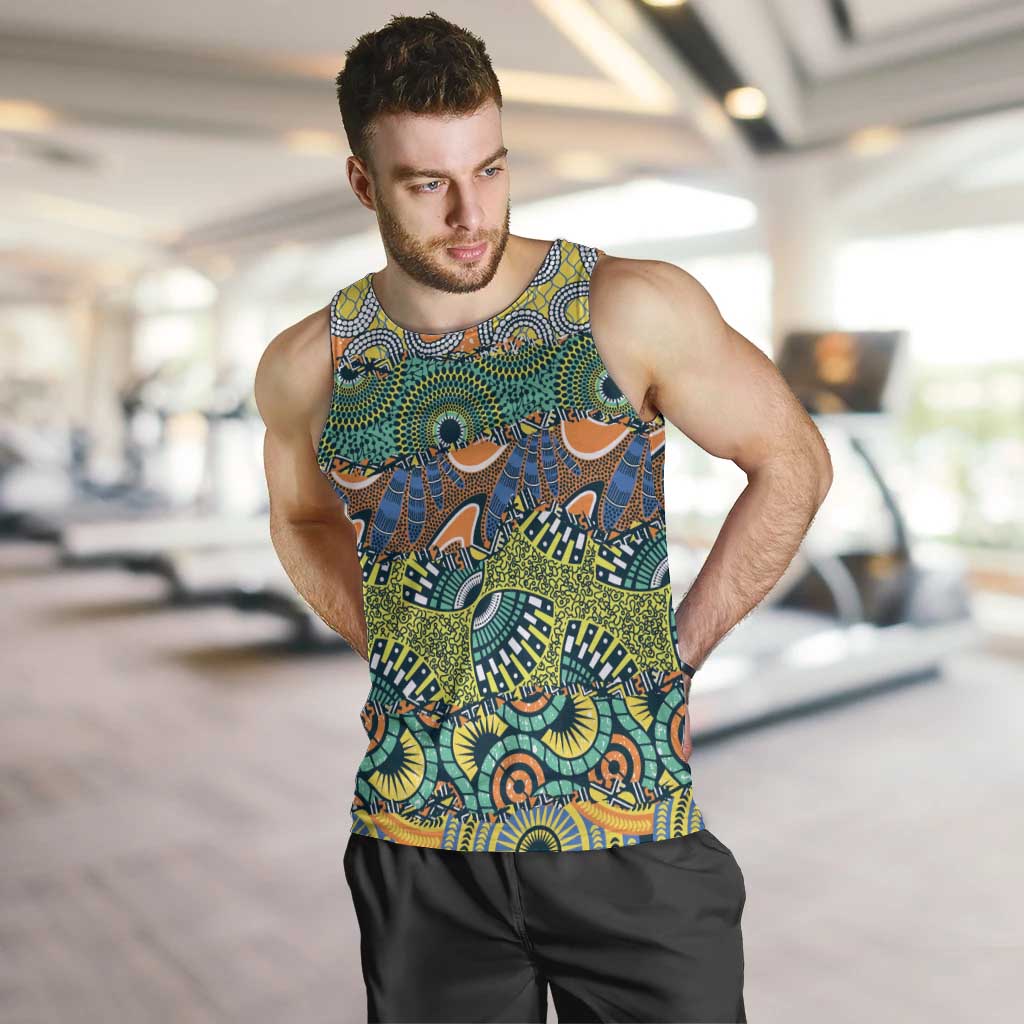 Africa Tribal Mixed Pattern Men Tank Top - Wonder Print Shop