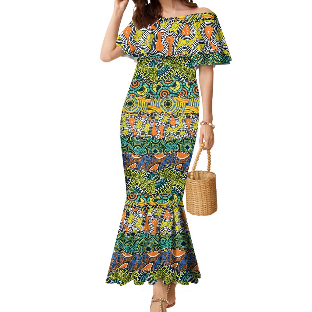 Africa Tribal Mixed Pattern Mermaid Dress - Wonder Print Shop