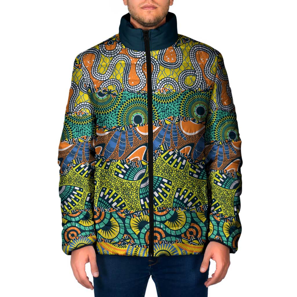 Africa Tribal Mixed Pattern Padded Jacket - Wonder Print Shop