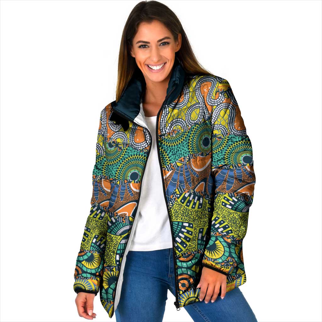 Africa Tribal Mixed Pattern Padded Jacket - Wonder Print Shop
