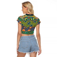 Africa Tribal Mixed Pattern Raglan Cropped T Shirt - Wonder Print Shop