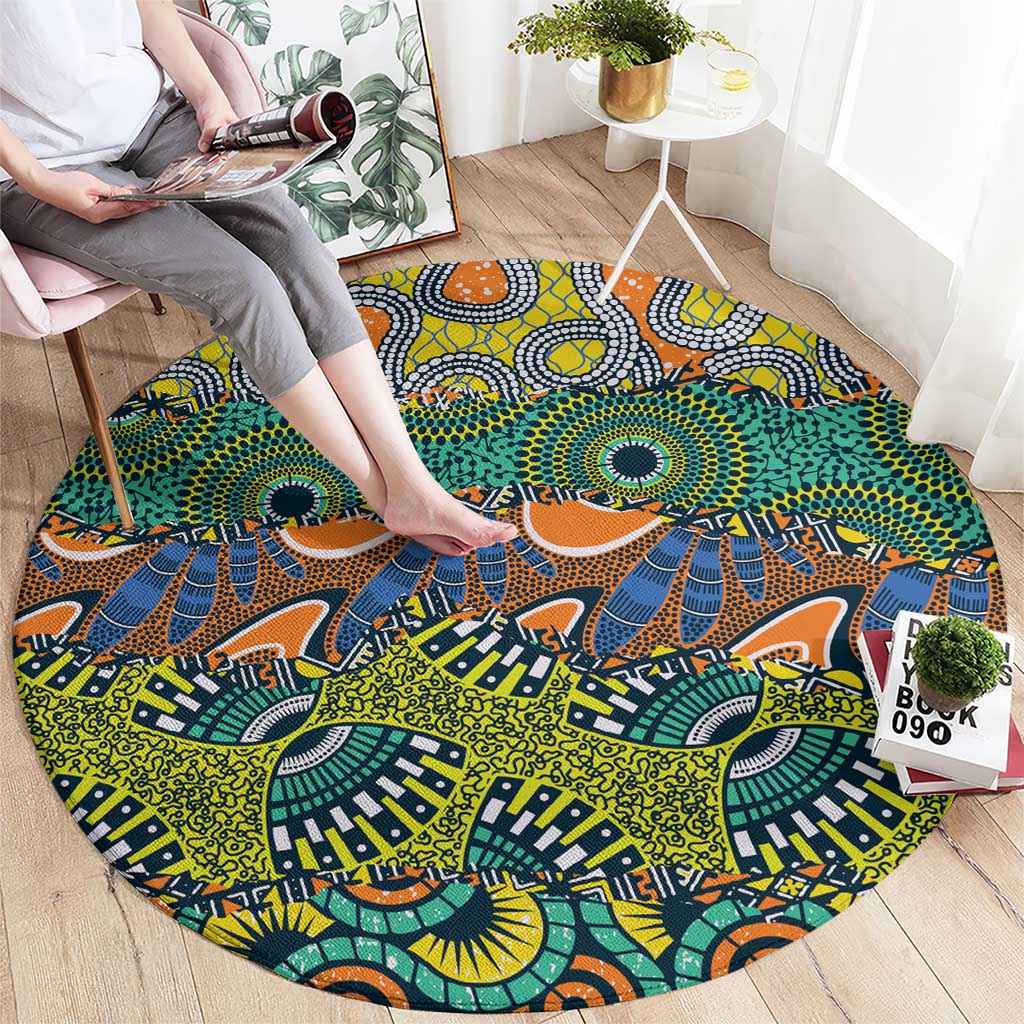 Africa Tribal Mixed Pattern Round Carpet - Wonder Print Shop