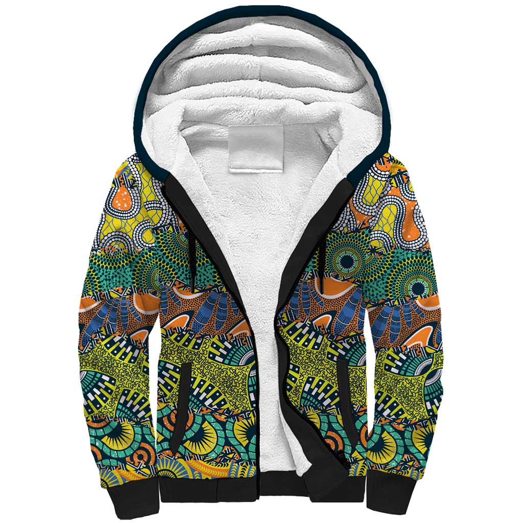 Africa Tribal Mixed Pattern Sherpa Hoodie - Wonder Print Shop