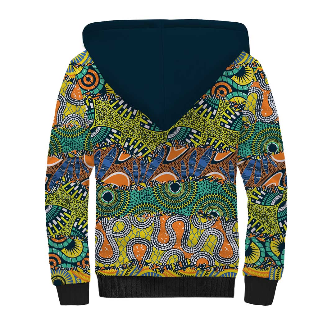 Africa Tribal Mixed Pattern Sherpa Hoodie - Wonder Print Shop