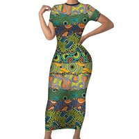 Africa Tribal Mixed Pattern Short Sleeve Bodycon Dress - Wonder Print Shop