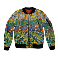 Africa Tribal Mixed Pattern Sleeve Zip Bomber Jacket - Wonder Print Shop