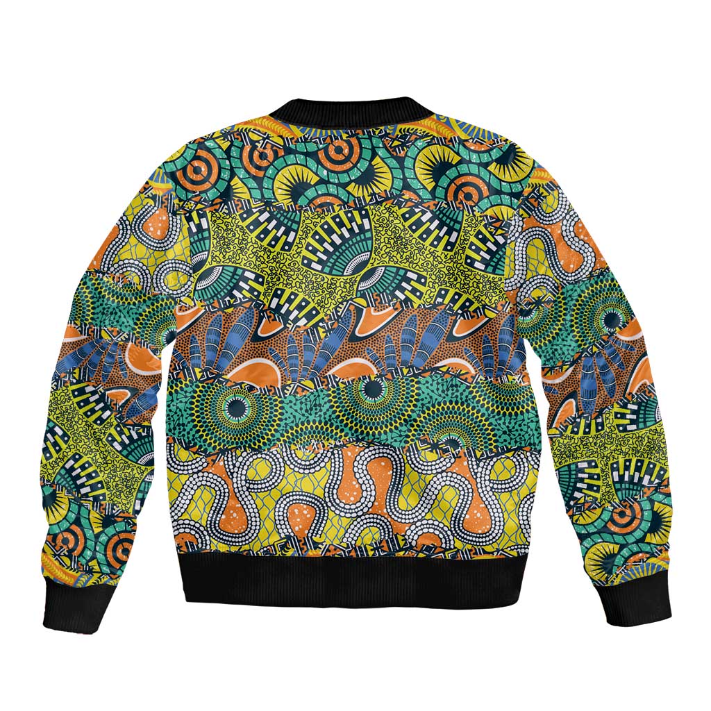 Africa Tribal Mixed Pattern Sleeve Zip Bomber Jacket - Wonder Print Shop