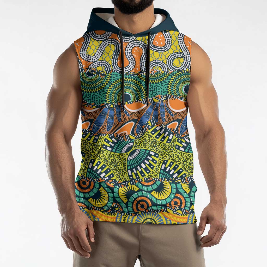 Africa Tribal Mixed Pattern Sleeveless Hoodie - Wonder Print Shop