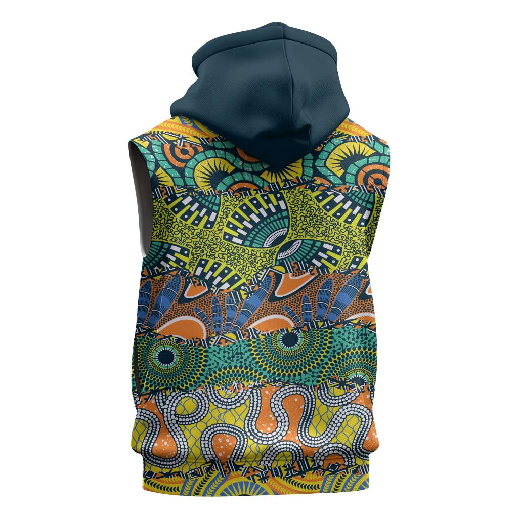 Africa Tribal Mixed Pattern Sleeveless Zip Hoodie - Wonder Print Shop