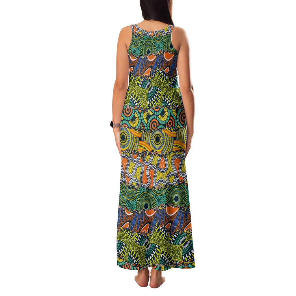 Africa Tribal Mixed Pattern Tank Maxi Dress - Wonder Print Shop