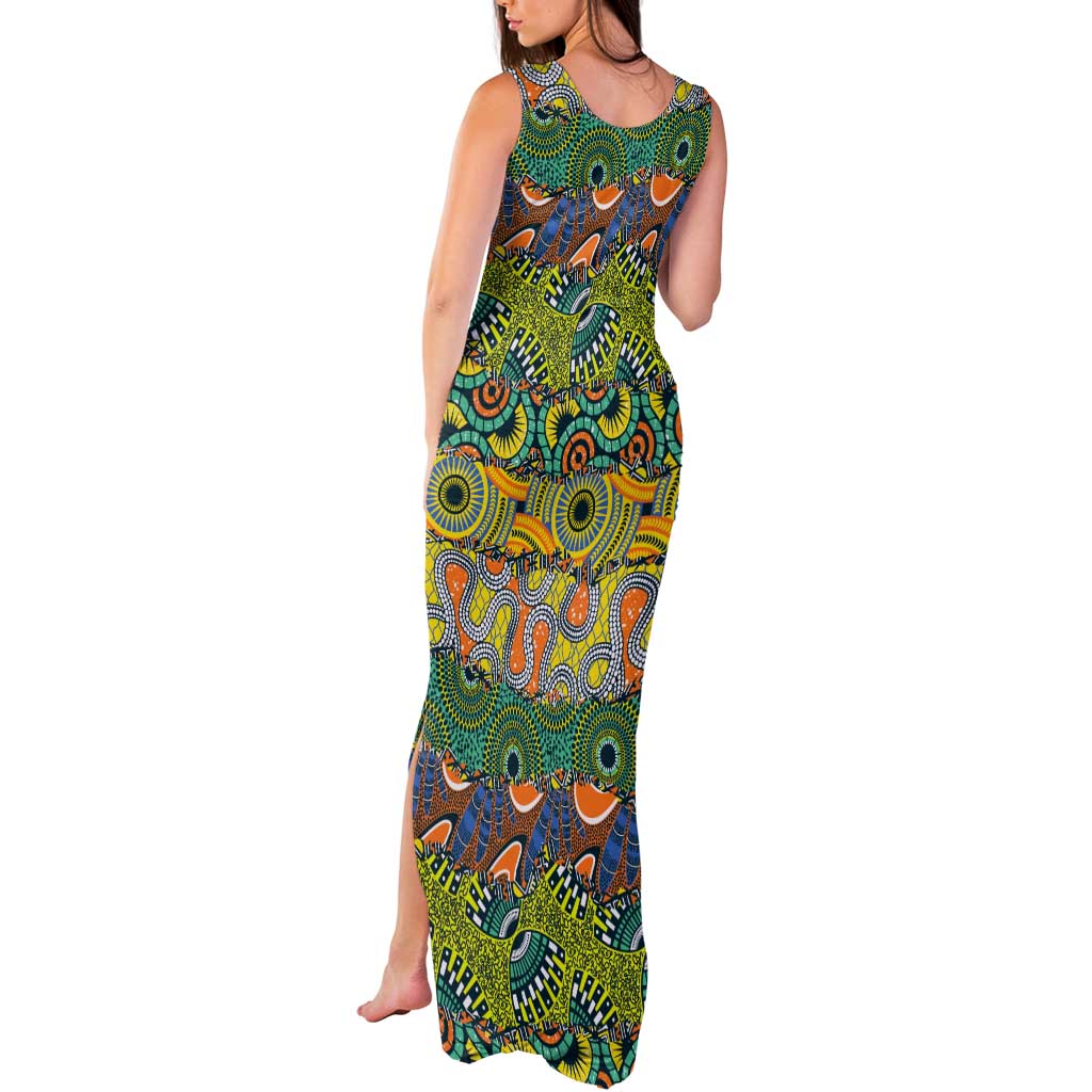 Africa Tribal Mixed Pattern Tank Maxi Dress - Wonder Print Shop