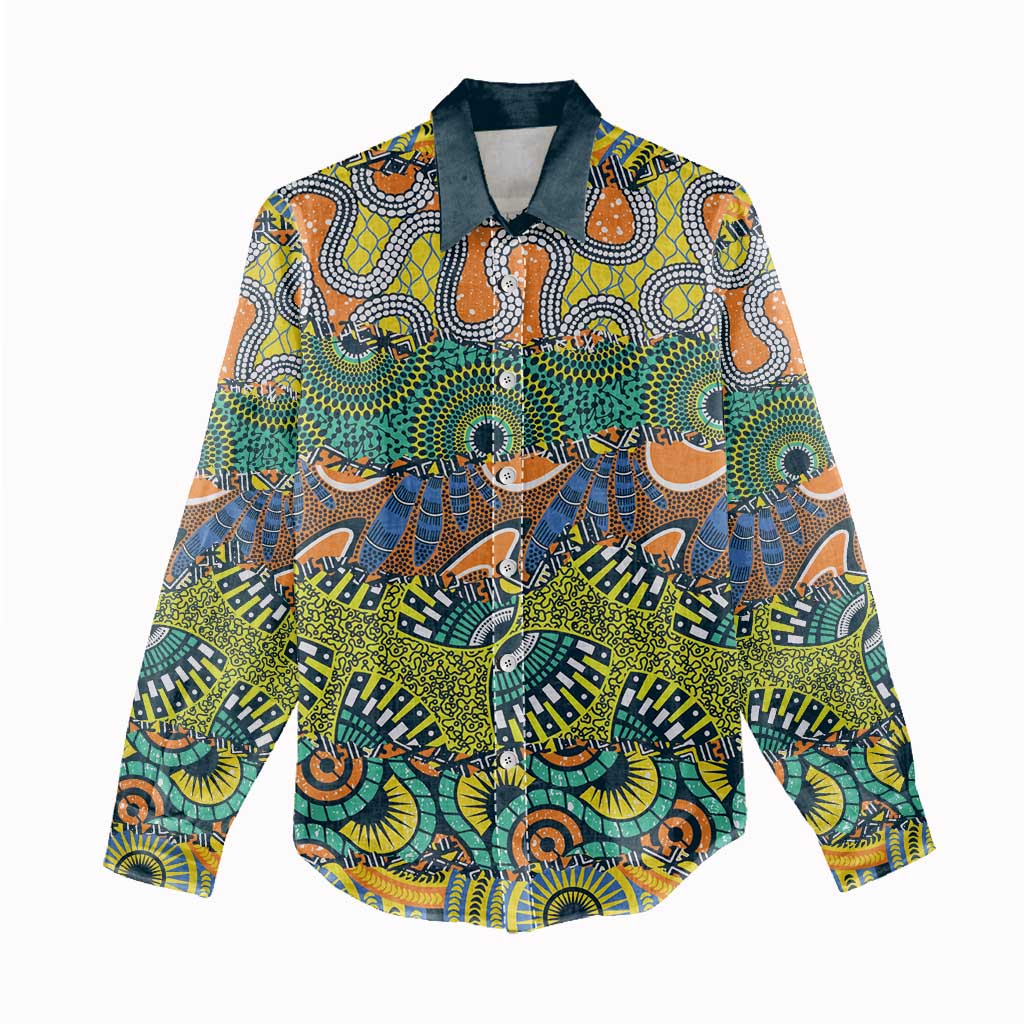 Africa Tribal Mixed Pattern Women Casual Shirt - Wonder Print Shop