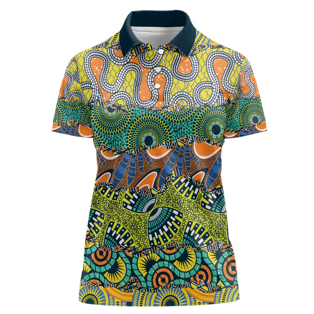 Africa Tribal Mixed Pattern Women Polo Shirt - Wonder Print Shop