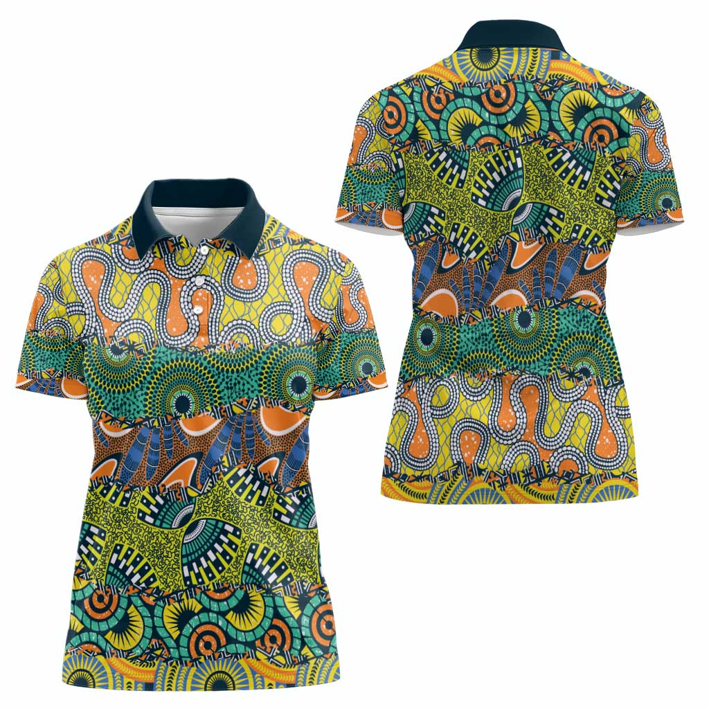 Africa Tribal Mixed Pattern Women Polo Shirt - Wonder Print Shop
