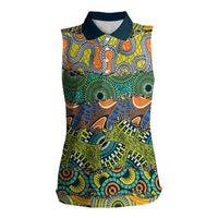 Africa Tribal Mixed Pattern Women Sleeveless Polo Shirt - Wonder Print Shop