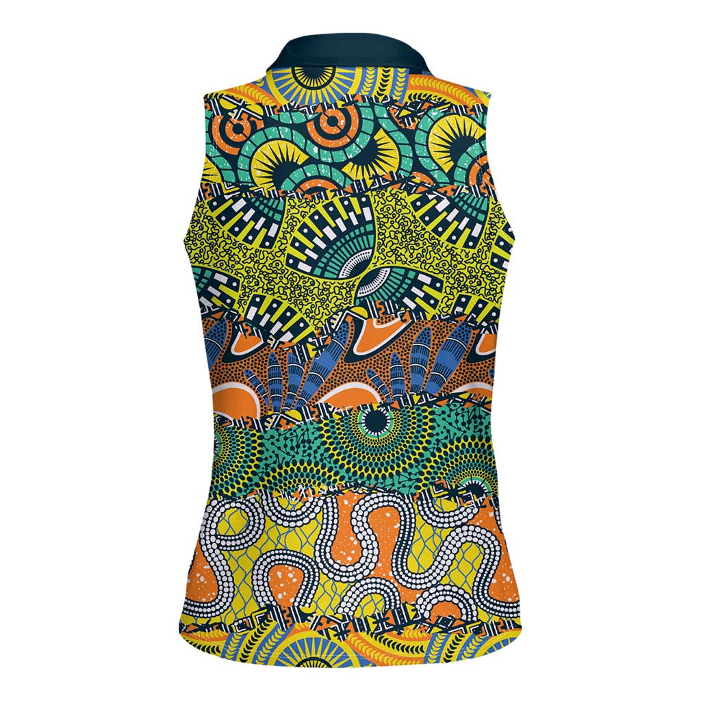 Africa Tribal Mixed Pattern Women Sleeveless Polo Shirt - Wonder Print Shop