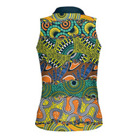 Africa Tribal Mixed Pattern Women Sleeveless Polo Shirt - Wonder Print Shop