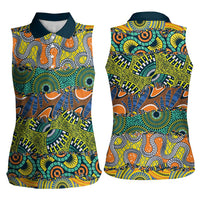 Africa Tribal Mixed Pattern Women Sleeveless Polo Shirt - Wonder Print Shop