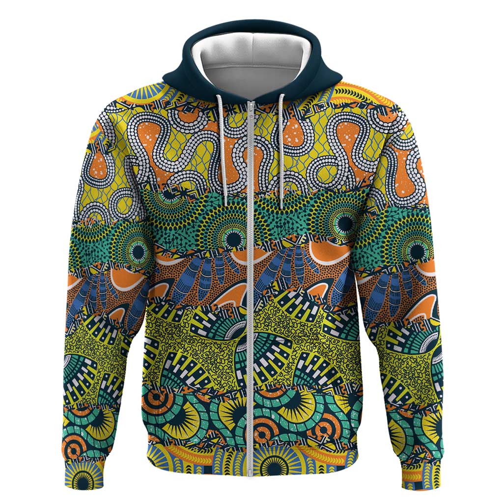 Africa Tribal Mixed Pattern Zip Hoodie - Wonder Print Shop