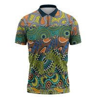 Africa Tribal Mixed Pattern Zipper Polo Shirt - Wonder Print Shop