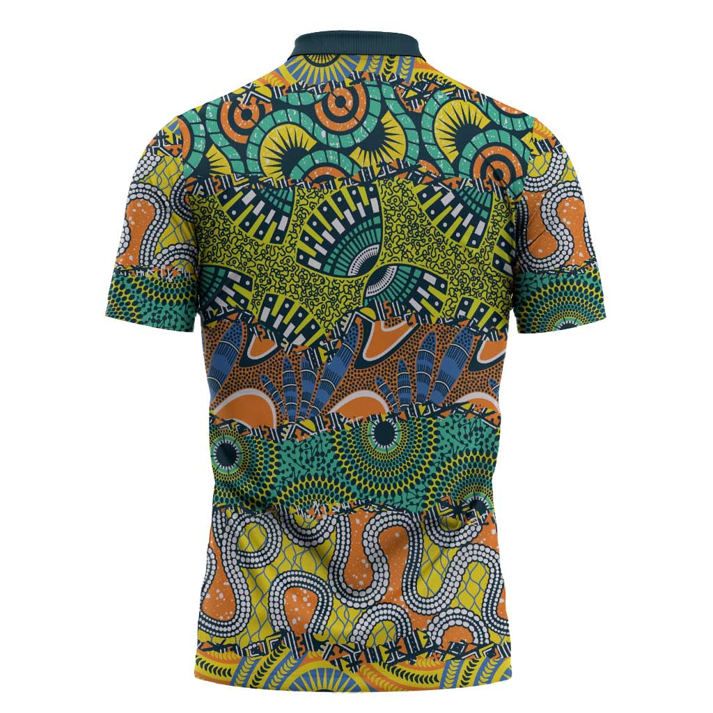 Africa Tribal Mixed Pattern Zipper Polo Shirt - Wonder Print Shop