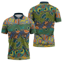 Africa Tribal Mixed Pattern Zipper Polo Shirt - Wonder Print Shop