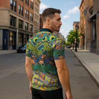 Africa Tribal Mixed Pattern Zipper Polo Shirt - Wonder Print Shop