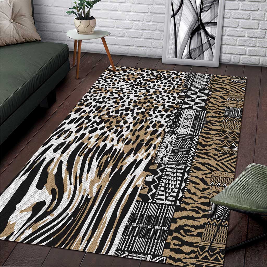 Africa Tribal Pattern Mixed Leopard Skin Area Rug - Wonder Print Shop