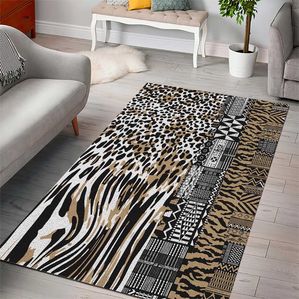 Africa Tribal Pattern Mixed Leopard Skin Area Rug - Wonder Print Shop