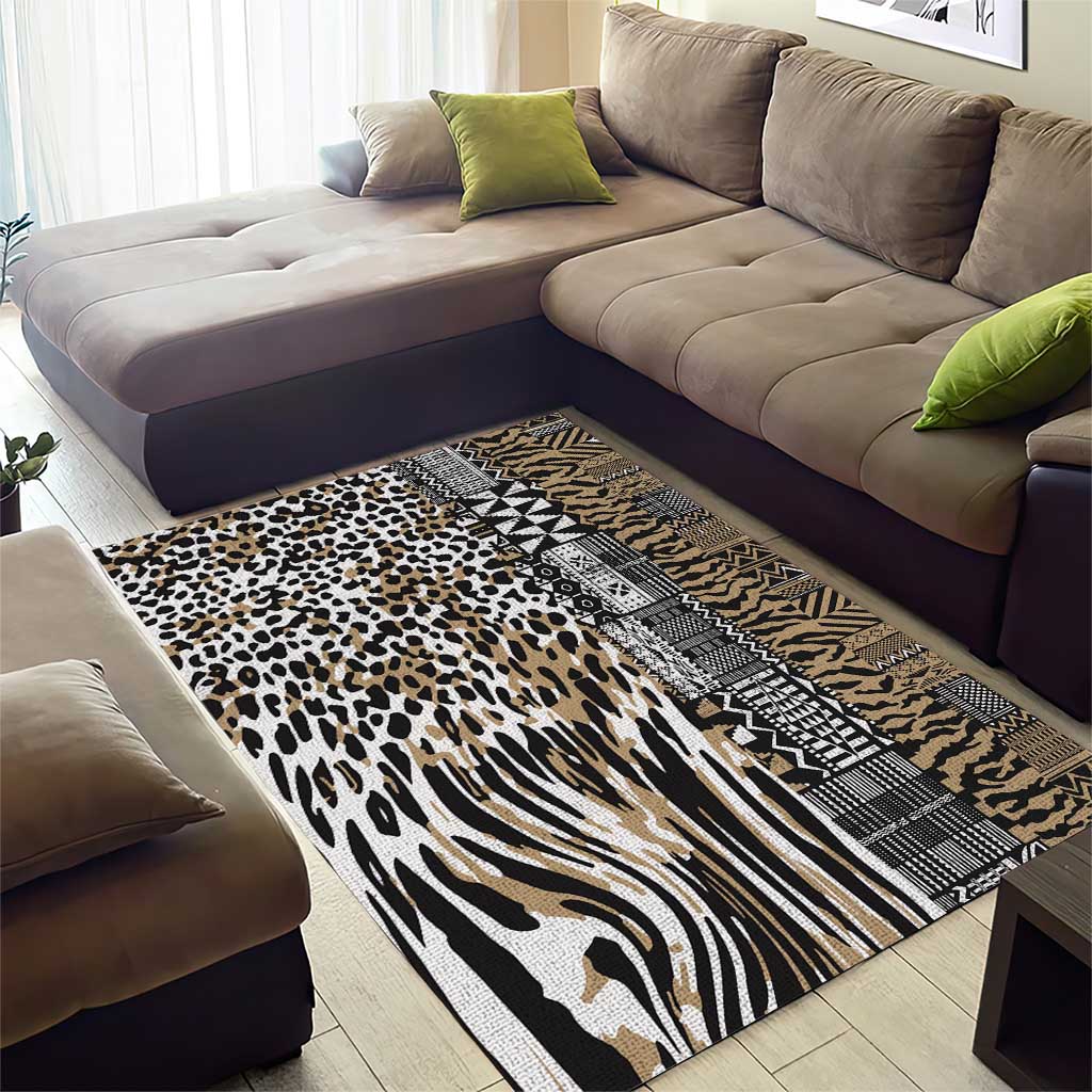 Africa Tribal Pattern Mixed Leopard Skin Area Rug - Wonder Print Shop