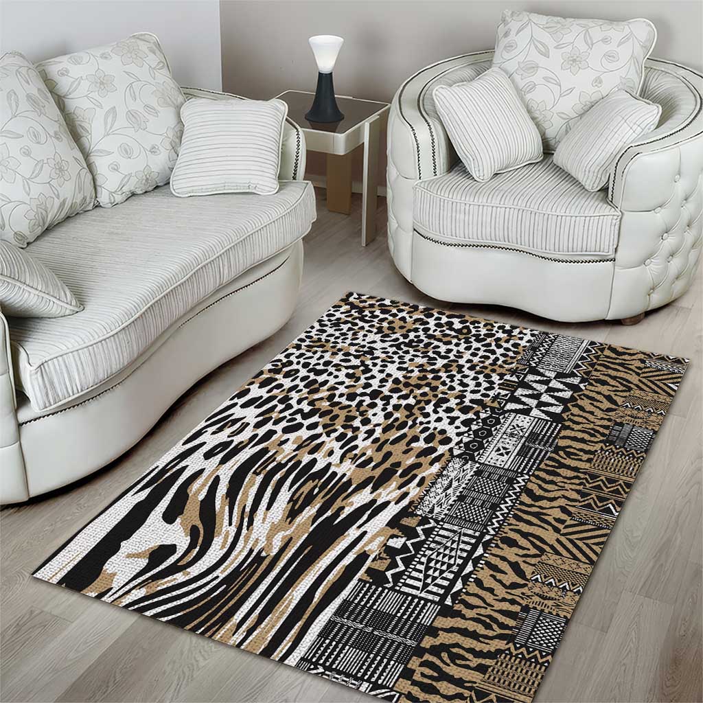 Africa Tribal Pattern Mixed Leopard Skin Area Rug - Wonder Print Shop