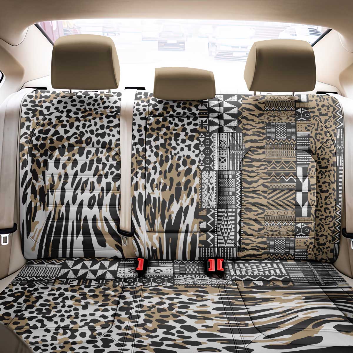 Africa Tribal Pattern Mixed Leopard Skin Back Car Seat Cover - Wonder Print Shop