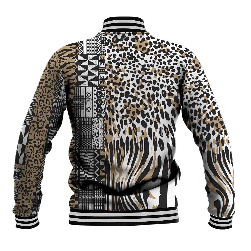 Africa Tribal Pattern Mixed Leopard Skin Baseball Jacket - Wonder Print Shop