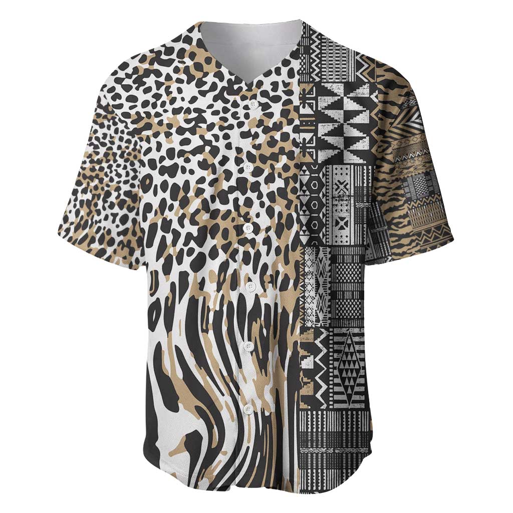 Africa Tribal Pattern Mixed Leopard Skin Baseball Jersey - Wonder Print Shop