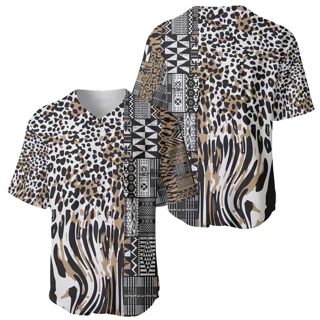 Africa Tribal Pattern Mixed Leopard Skin Baseball Jersey - Wonder Print Shop