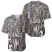 Africa Tribal Pattern Mixed Leopard Skin Baseball Jersey - Wonder Print Shop