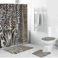 Africa Tribal Pattern Mixed Leopard Skin Bathroom Set - Wonder Print Shop
