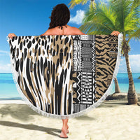 Africa Tribal Pattern Mixed Leopard Skin Beach Blanket - Wonder Print Shop